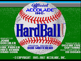 Hardball title screen for Amiga